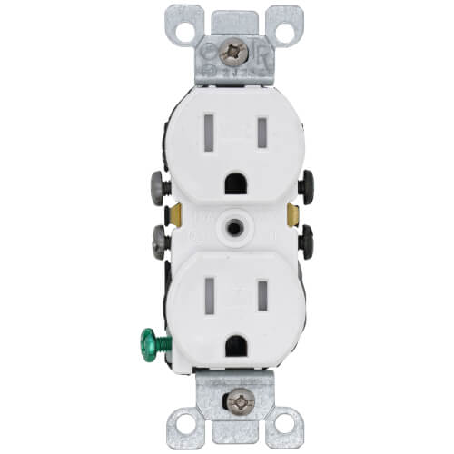 Main product image of 2 Pole Tamper/Weather Straight Blade Duplex Receptacle, NEMA 5-15R - White (15A, 125V)