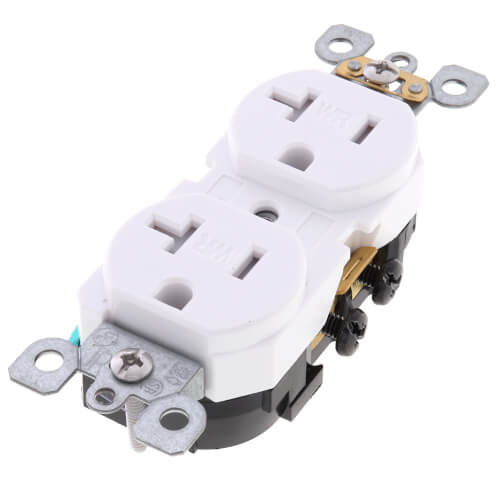 Main product image of 2 Pole Tamper/Weather Straight Blade Duplex Receptacle, NEMA 5-20R - White (20A, 125V)