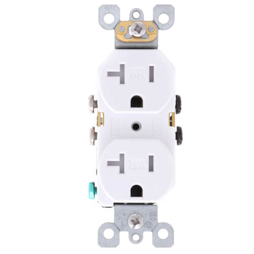 Main product image of 2 Pole Tamper/Weather Straight Blade Duplex Receptacle, NEMA 5-20R - White (20A, 125V)
