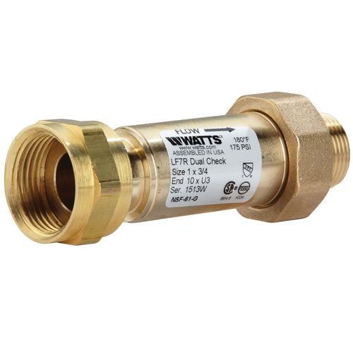 Main product image of 1" Female Meter Thread Swivel Inlet x 3/4" Union MNPT Outlet Dual Check Valve Backflow Preventer, LF7R10-U3 (Lead Free)