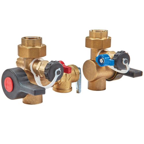 Main product image of 3/4" FNPT LFTWHG2-FT-HC-RV Tankless Water Heater Valve Set w/ VersaFit Tech, Hot and Cold Valve Set, 150 psi Relief Valve (Lead Free)