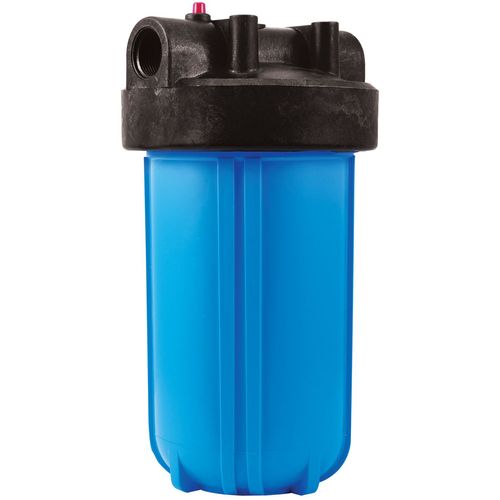 Main product image of 10" Full Flow Blue Housing and Black Cap with 1" Port and Pressure Relief Valve