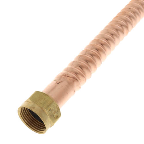 Main product image of 7/8" OD Copper Corrugated Hose WH Connector w/ 3/4" FIP x 3/4" Nom. M/F Sweat End Fittings (24" Length)