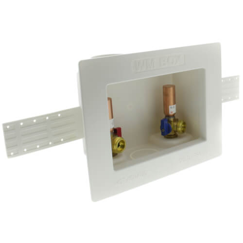 1/2" Sweat Washing Machine Outlet Box w/ Water Hammer Arrestors