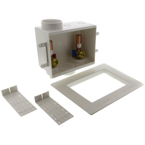 1/2" PEX Crimp Washing Machine Outlet Box w/ Water Hammer Arrestors