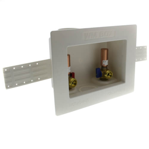 1/2" PEX Crimp Washing Machine Outlet Box w/ Water Hammer Arrestors