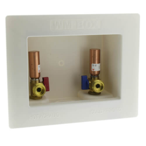 1/2" PEX Crimp Washing Machine Outlet Box w/ Water Hammer Arrestors