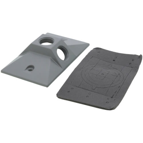 Main product image of Single Gang Weatherproof Rectangle Cover, 3 Holes, 1/2" KO (Gray)