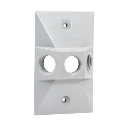 Main product image of Single Gang Weatherproof Rectangle Cover, 3 Holes, 1/2" KO (White)