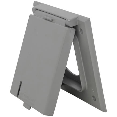 Main product image of Double Gang Weatherproof 20/50A Power Outlet Cover, 2-1/8" Dia. Hole (Gray)