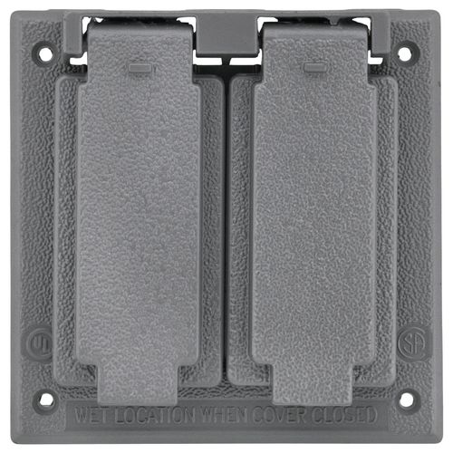 Main product image of Double Gang Weatherproof Duplex/GFCI Cover (Gray)