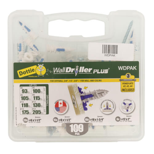 WDPAK LH Dottie WDPAK Assorted Nylon Walldriller Plus Anchor Kit w
