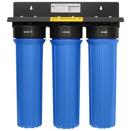 Main product image of 3 Stage Whole House Water Filter System w/ 20" Sediment, Carbon Block, Iron/Manganese Reducing Filter