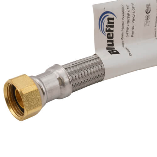 3/4" FIP Braided Hose Water Heater Connector, Lead Free (18" Length)