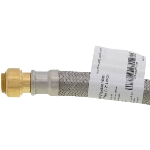 Main product image of 1/2" Push Fit x 3/4" FIP Braided Water Heater Connector, Lead Free (12" Length)