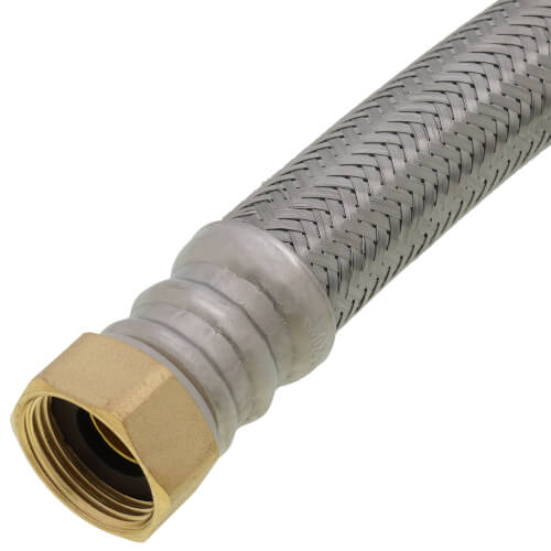 Main product image of 3/4" Push Fit x 3/4" FIP Braided Water Heater Connector, Lead Free (15" Length)