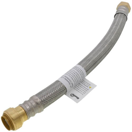 Main product image of 3/4" Push Fit x 3/4" FIP Braided Water Heater Connector, Lead Free (15" Length)