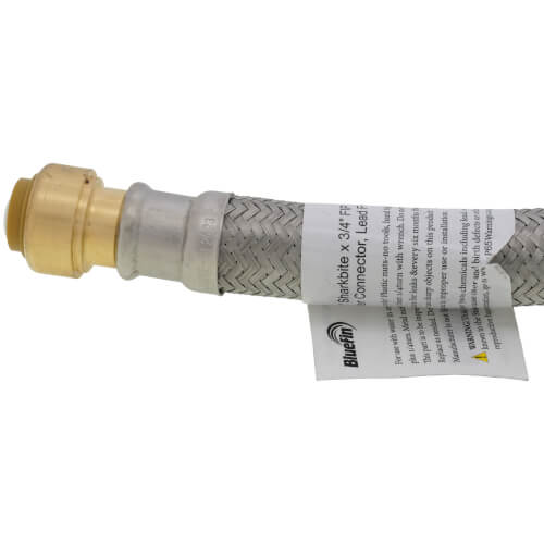 Main product image of 1/2" Push Fit x 3/4" FIP Braided Water Heater Connector, Lead Free (18" Length)