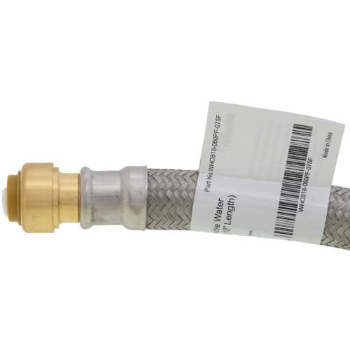 Main product image of 1/2" Push Fit x 3/4" FIP Braided Water Heater Connector, Lead Free (18" Length)