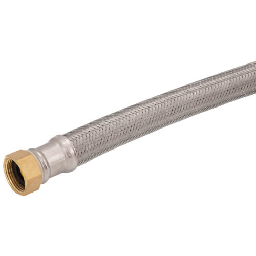 Main product image of 1/2" Push Fit Ball Valve x 3/4" FIP Braided Water Heater Connector, Lead Free (18" Length)
