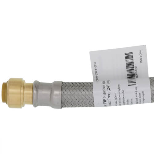 Main product image of 1/2" Push Fit x 3/4" FIP Braided Water Heater Connector, Lead Free (24" Length)
