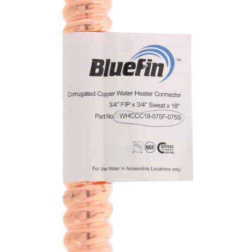 Main product image of 3/4" FIP Swivel x 3/4" Female Sweat Straight Corrugated Hose Water Heater Connector, Lead Free (18" Length)