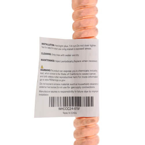 Main product image of 3/4" FIP x 3/4" FIP Swivel Straight Corrugated Copper Hose Water Heater Connector, Lead Free (24" Length)