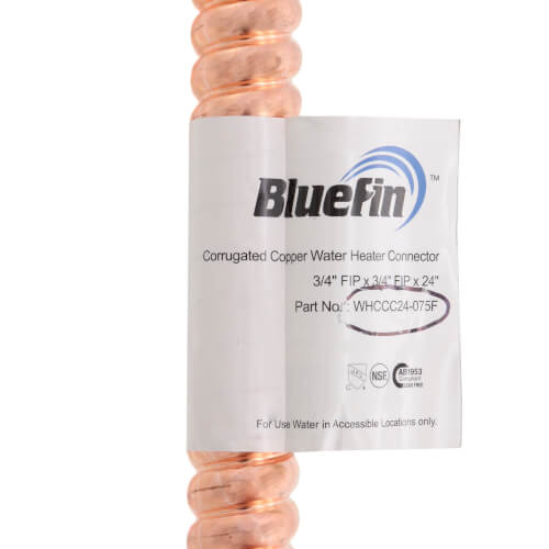 Main product image of 3/4" FIP x 3/4" FIP Swivel Straight Corrugated Copper Hose Water Heater Connector, Lead Free (24" Length)