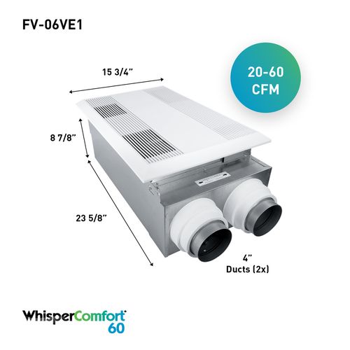 Main product image of Panasonic WhisperComfort 60 Energy Recovery Ventilator (ERV), Wall/Ceiling Mount Exhaust Fan, FV-06VE1