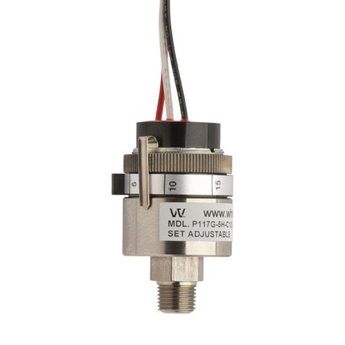 Main product image of P117G Series SPDT SS Miniature Pressure Switch, Terminal Block Connector, 4.5 to 100 PSIG, 205VAC