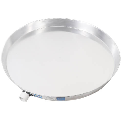 24" Water Heater Drain Pan w/ 1" PVC Drain Fitting (Aluminum)