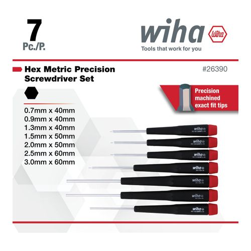 Main product image of 7-Piece 0.71 to 3mm Precision Hex Driver Set, 26390