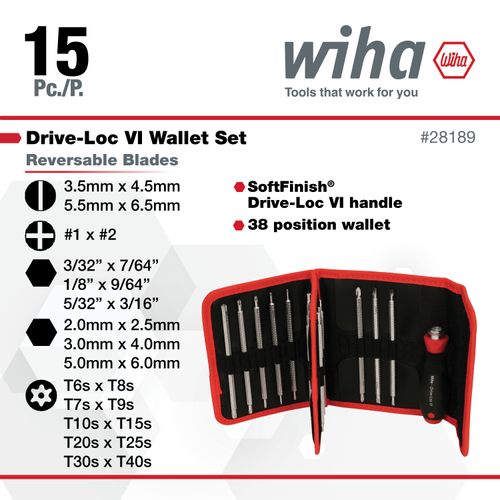 Main product image of 15-Piece Drive-Loc VI Bit Set (Wallet)