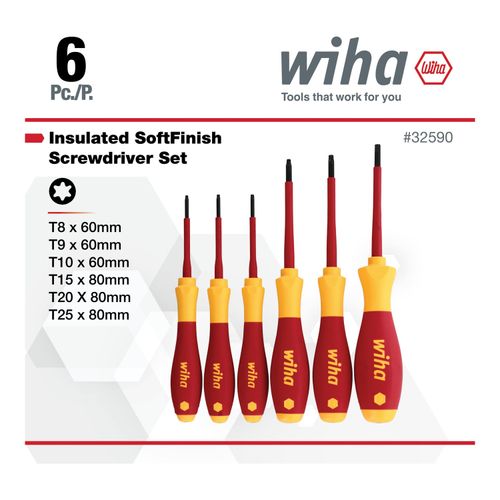 Main product image of 6-Piece T8 to T25 Ergonomic Handle Torx Driver Set, 32590