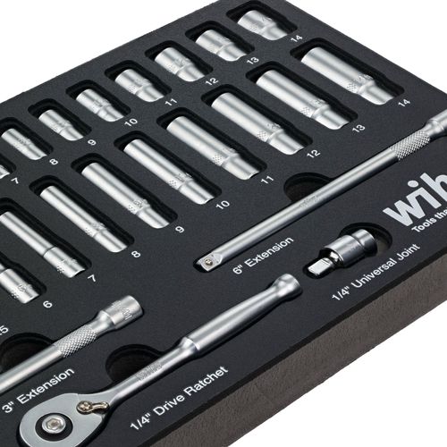 Main product image of 27-Piece, 1/4" Drive Standard & Deep Socket Tray Set - Metric