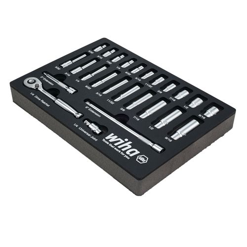 Main product image of 25-Piece, 1/4" Drive Standard & Deep Socket Tray Set - SAE