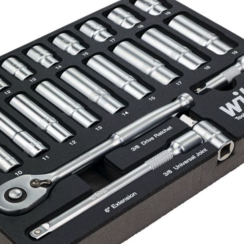 Main product image of 24-Piece, 3/8" Drive Standard and Deep Socket Tray Set - Metric