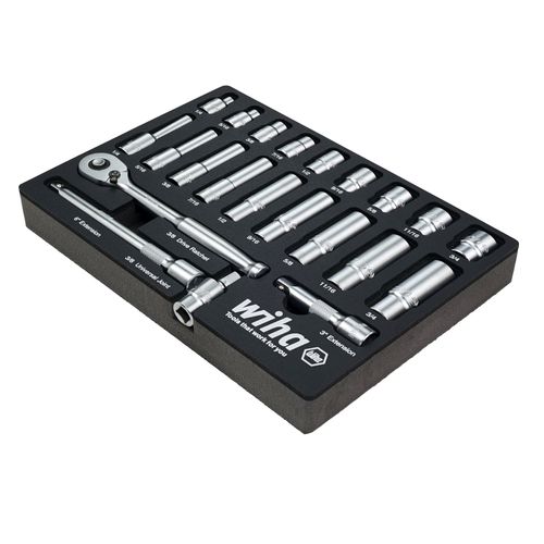 Main product image of 22-Piece, 3/8" Drive Standard & Deep Socket Tray Set - SAE