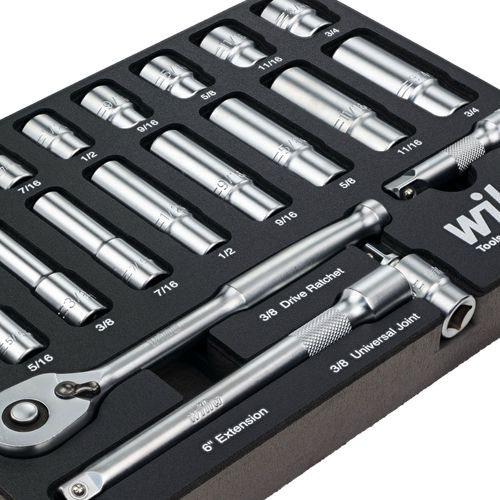 Main product image of 22-Piece, 3/8" Drive Standard & Deep Socket Tray Set - SAE