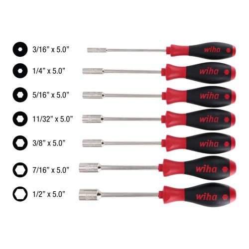 Main product image of 7-Piece SoftFinish Nut Driver Set, 3/16" to 1/2" Inch, Solid Shaft, 34193