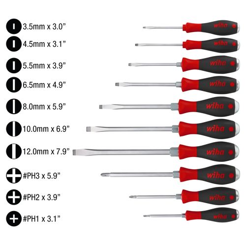 Main product image of 10-Piece SoftFinish XHeavy Duty Slotted & Phillips Screwdriver Set