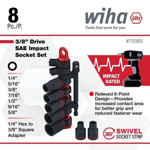 Main product image of 8-Piece, 3/8" Drive Impact Socket Set - SAE
