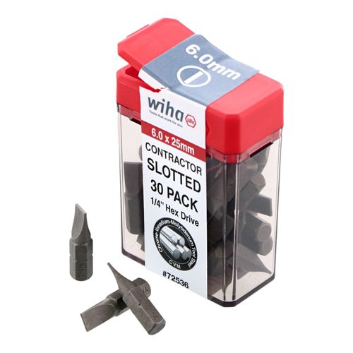 Main product image of 6mm Blade Slotted Screwdriver Bit, 1/4" Drive, 72536