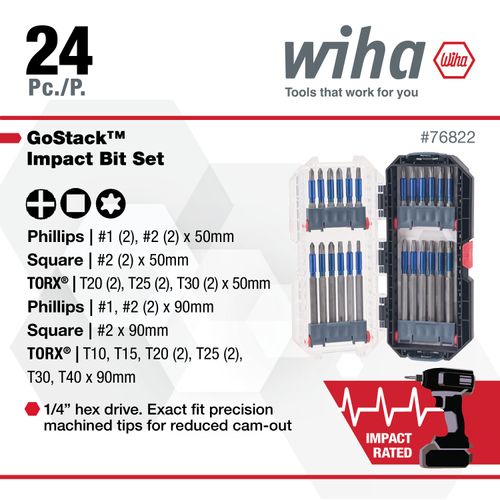 Main product image of 24-Piece TerminatorBlue Impact Bit Set w/ GoStack Case