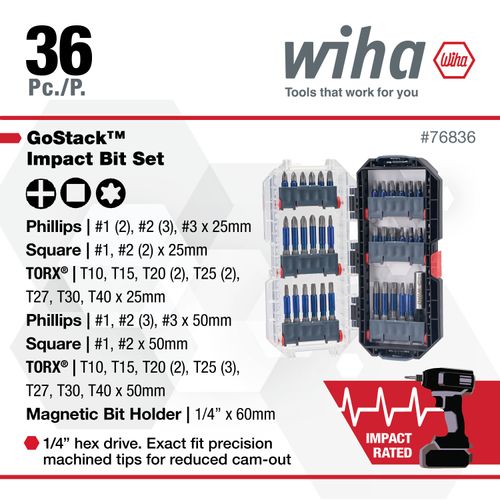Main product image of 36-Piece TerminatorBlue Impact Bit Set w/ GoStack Case