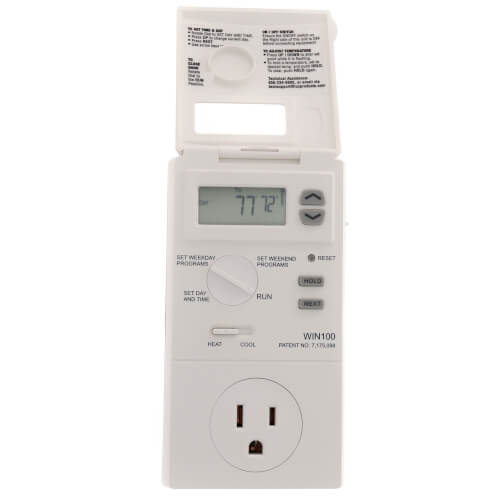 Lux WIN100 52 Day Programmable Smart Temp Heating & Cooling Outlet Thermostat (1 Heat / 1