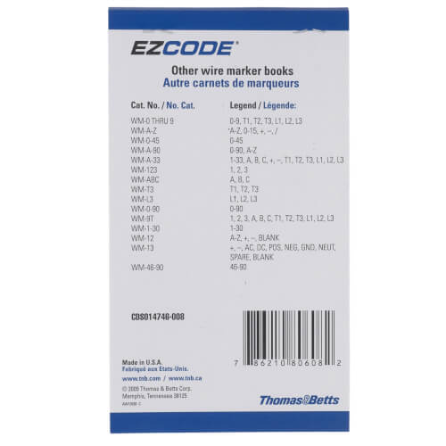 Main product image of Wire Marker Vinyl Cloth Booklet, Legend: 46-90 (10 Markers each)