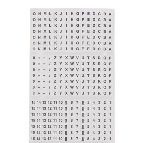 Main product image of Wire Marker Vinyl Cloth Booklet, Legend: A - Z, +, -, 0 - 15 (10 Markers each)