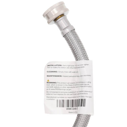 Main product image of 3/4" x 4' Stainless Steel Braided Washing Machine Connector (Lead Free)