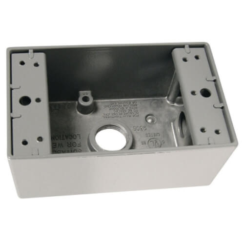 Main product image of 1-Gang, 1/2", 3 Holes Weatherproof Box (Gray)
